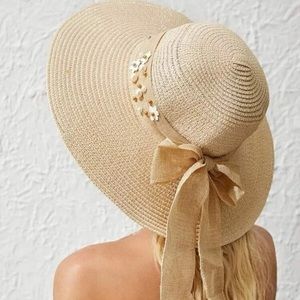 🔴 Beaded Straw Summer Beach Hat